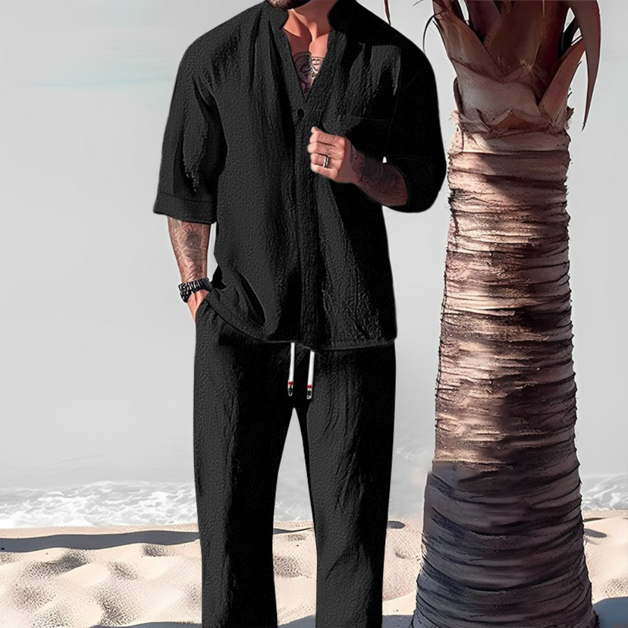 Men's Linen Tracksuit 2-Piece Classic Comfortable Set