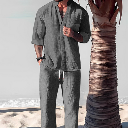 Men's Linen Tracksuit 2-Piece Classic Comfortable Set