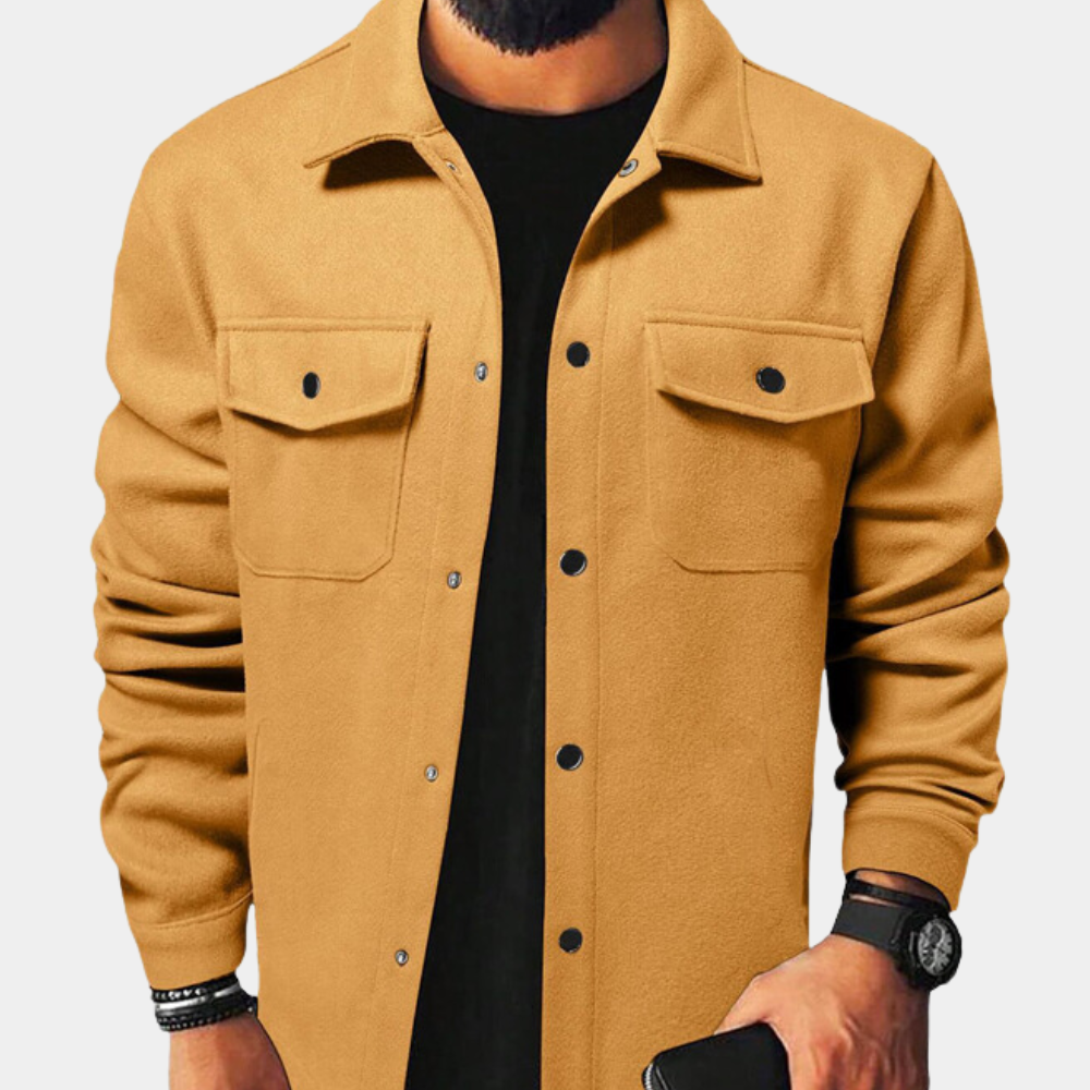 Men's Button Down Jacket Cotton Casual
