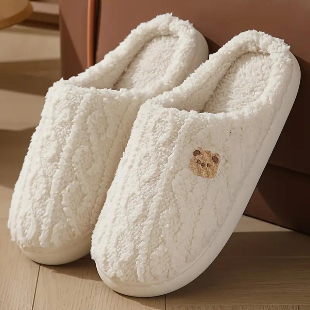 Women's Fluffy Slippers Comfortable Bear Design - Fashinoza