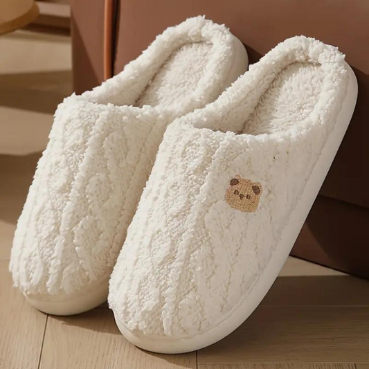 Women's Fluffy Slippers Comfortable Bear Design - Fashinoza