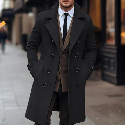 Men's Wool Coat Elegant Formal Black