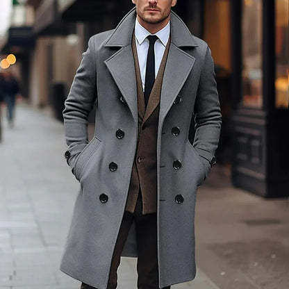 Men's Wool Coat Elegant Formal Black