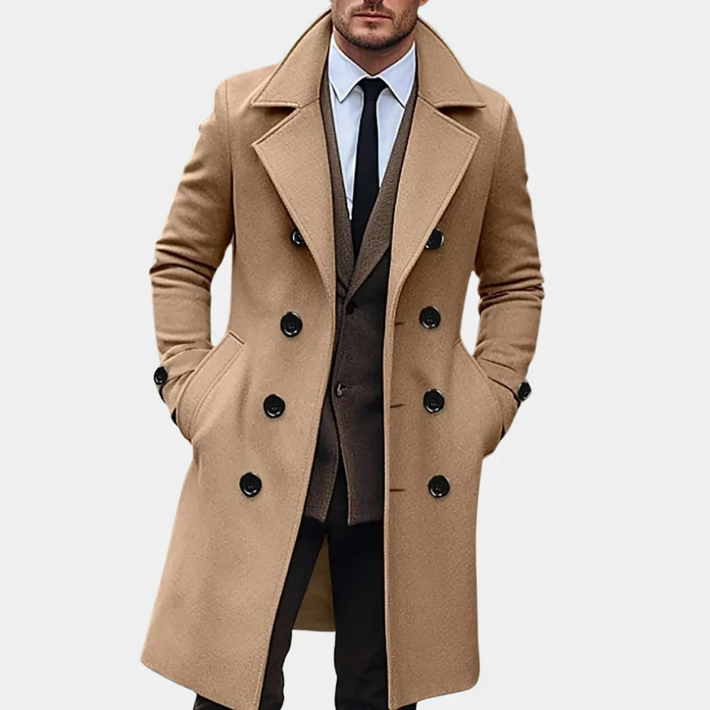 Men's Wool Coat Elegant Formal Black