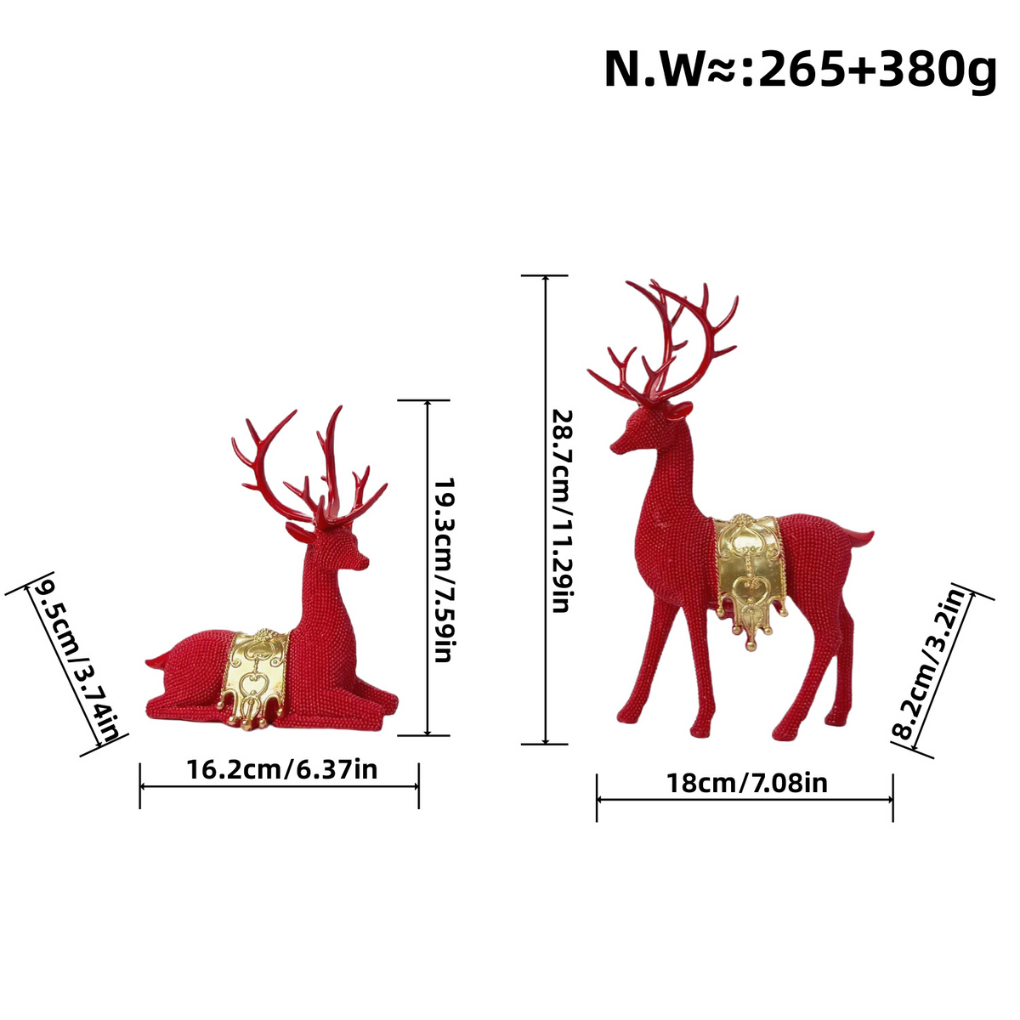 Silver Christmas Reindeer Figurines Set Of 2 - Fashinoza