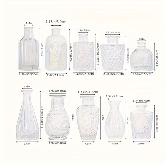 Glass Relief Vase Set Clear - Fashinoza