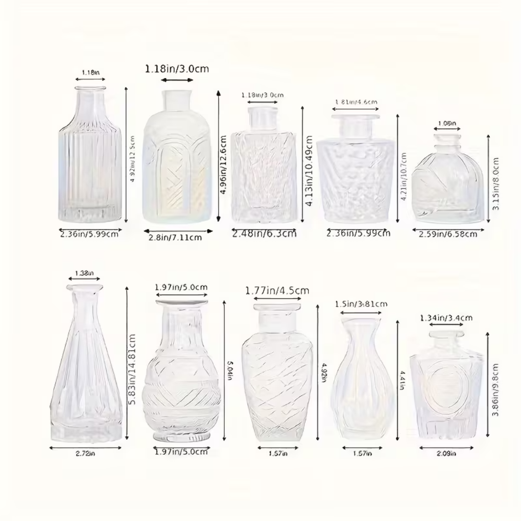Clear Glass Relief Vase Set - Fashinoza