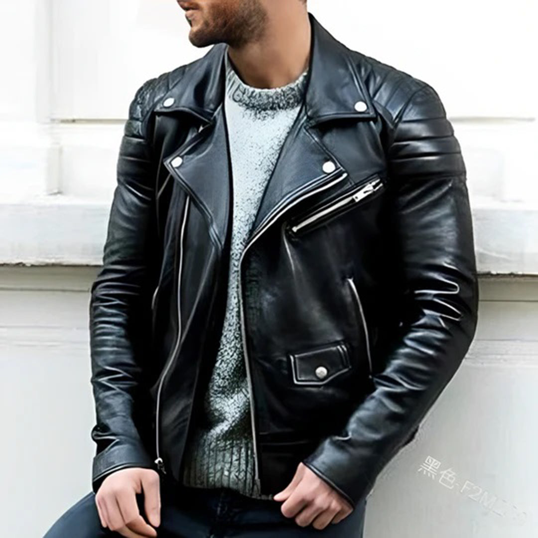 Rider Genuine Leather Biker Jacket - Fashinoza
