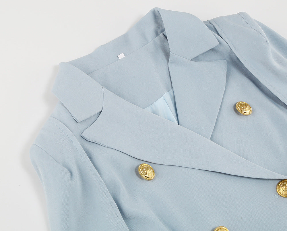 Women's Cape Mini Dress Double-Breasted Gold Buttons