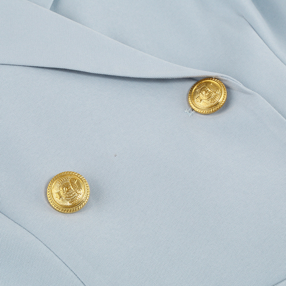 Women's Cape Mini Dress Double-Breasted Gold Buttons