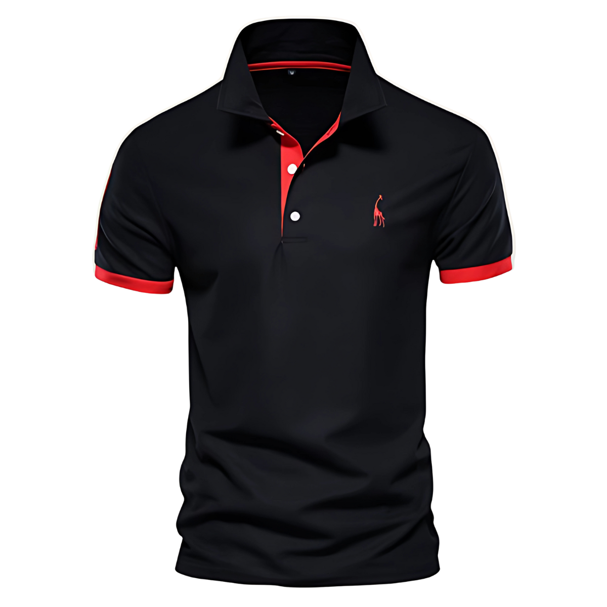 Men's Short Sleeve Polo Shirt Embroidered Contrast Placket