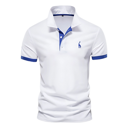 Men's Short Sleeve Polo Shirt Embroidered Contrast Placket
