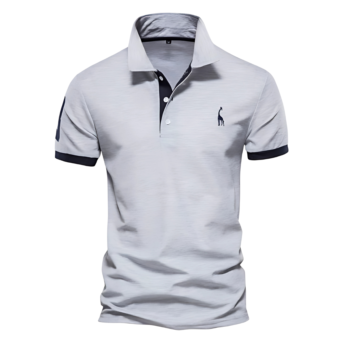 Men's Short Sleeve Polo Shirt Embroidered Contrast Placket
