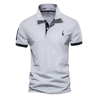 Men's Short Sleeve Polo Shirt Embroidered Contrast Placket