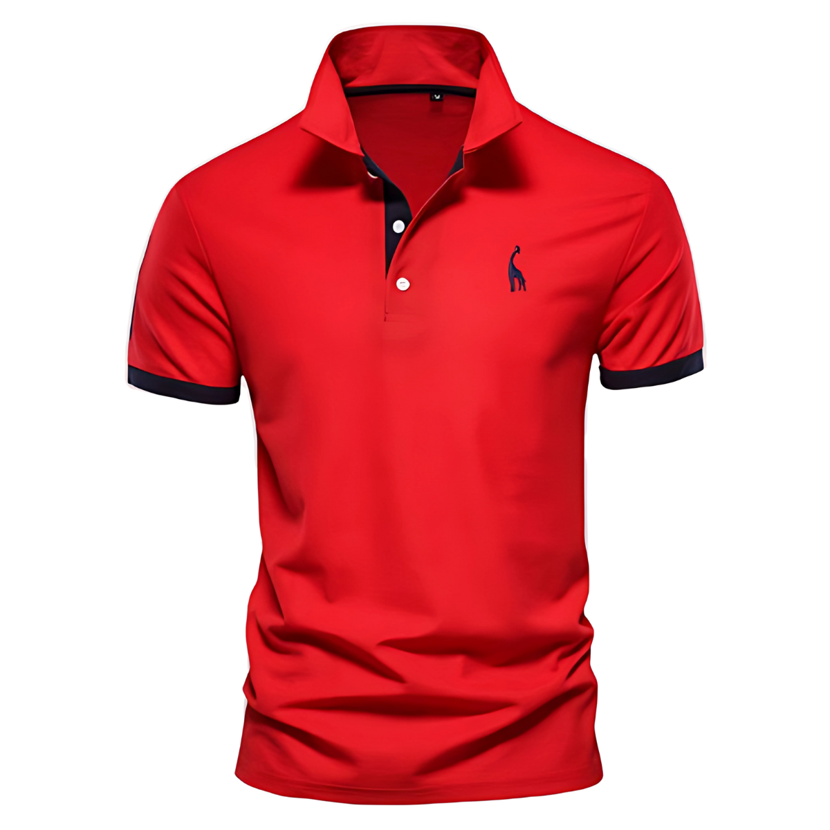 Men's Short Sleeve Polo Shirt Embroidered Contrast Placket