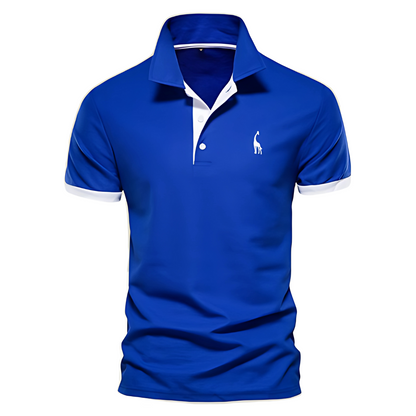 Men's Short Sleeve Polo Shirt Embroidered Contrast Placket