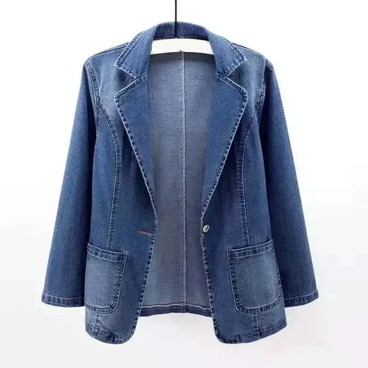 Women's Denim Blazer Casual Comfortable - 
Fashinoza