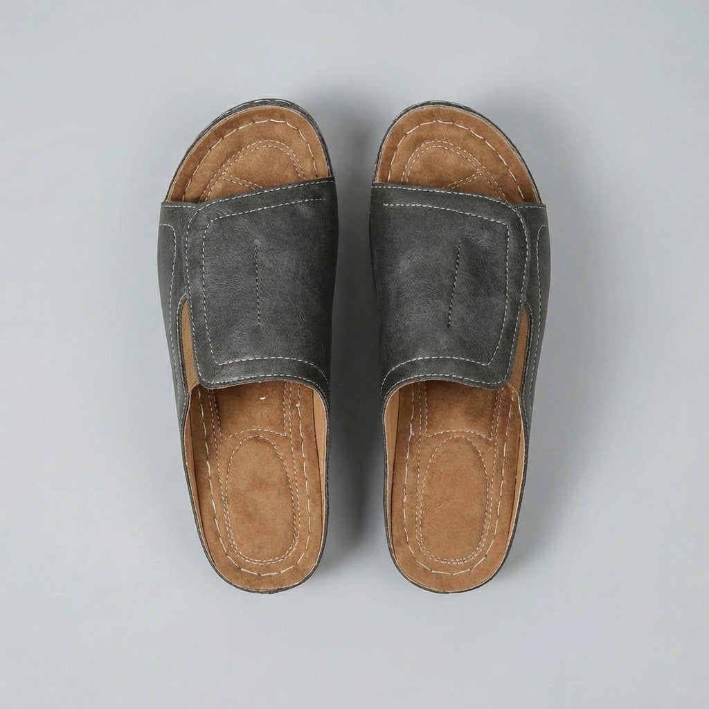 Women's Leather Orthopedic Wedge Sandals Open-Toe
