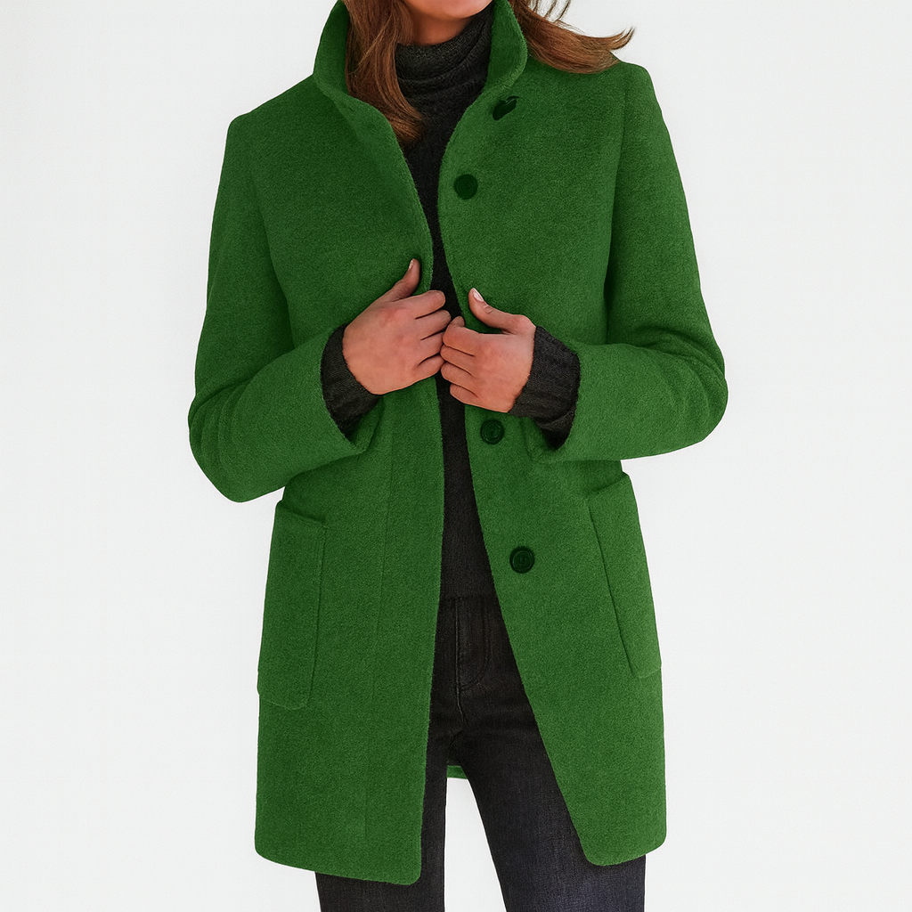 Women's Button Front Coat Patch Pocket Design