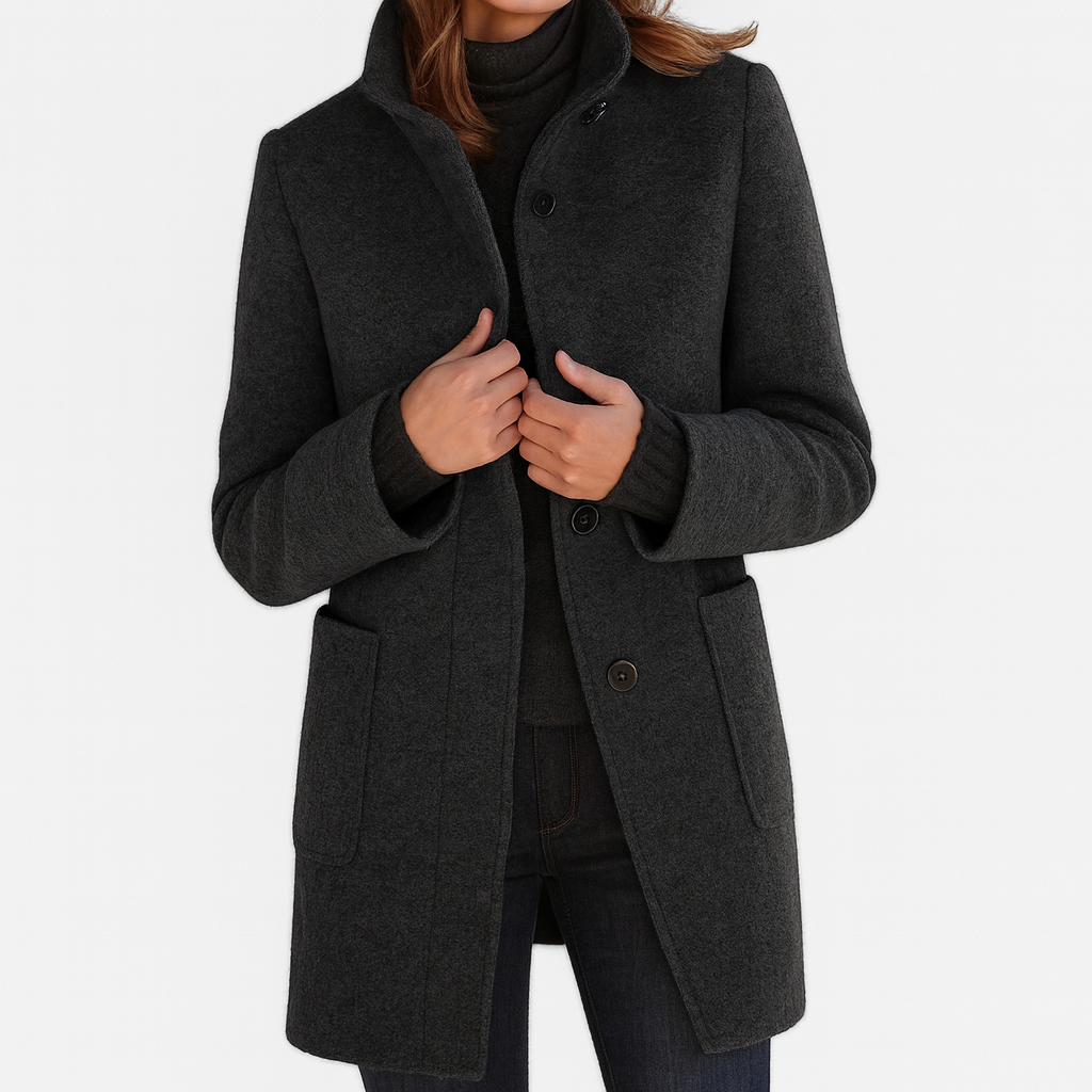 Women's Button Front Coat Patch Pocket Design