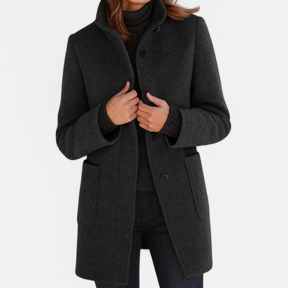Women's Button Front Coat Patch Pocket Design