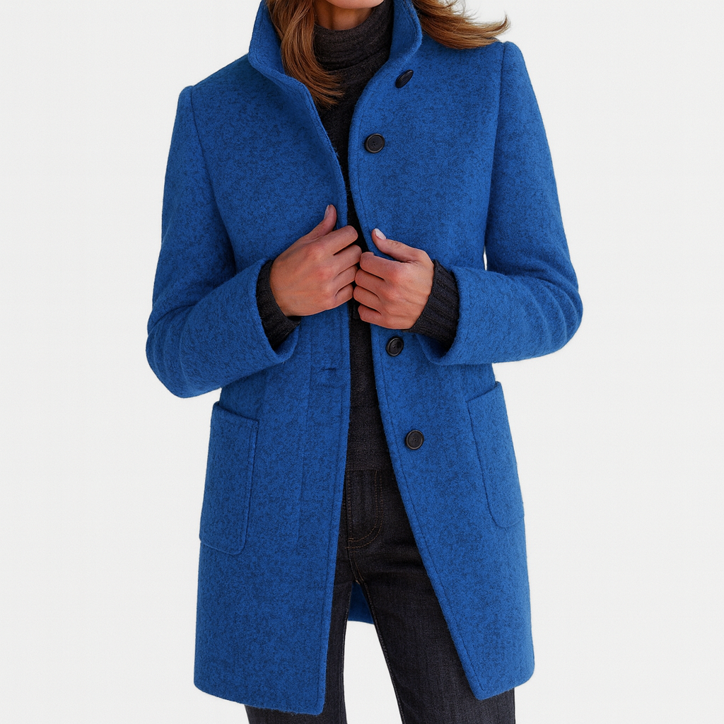 Women's Button Front Coat Patch Pocket Design