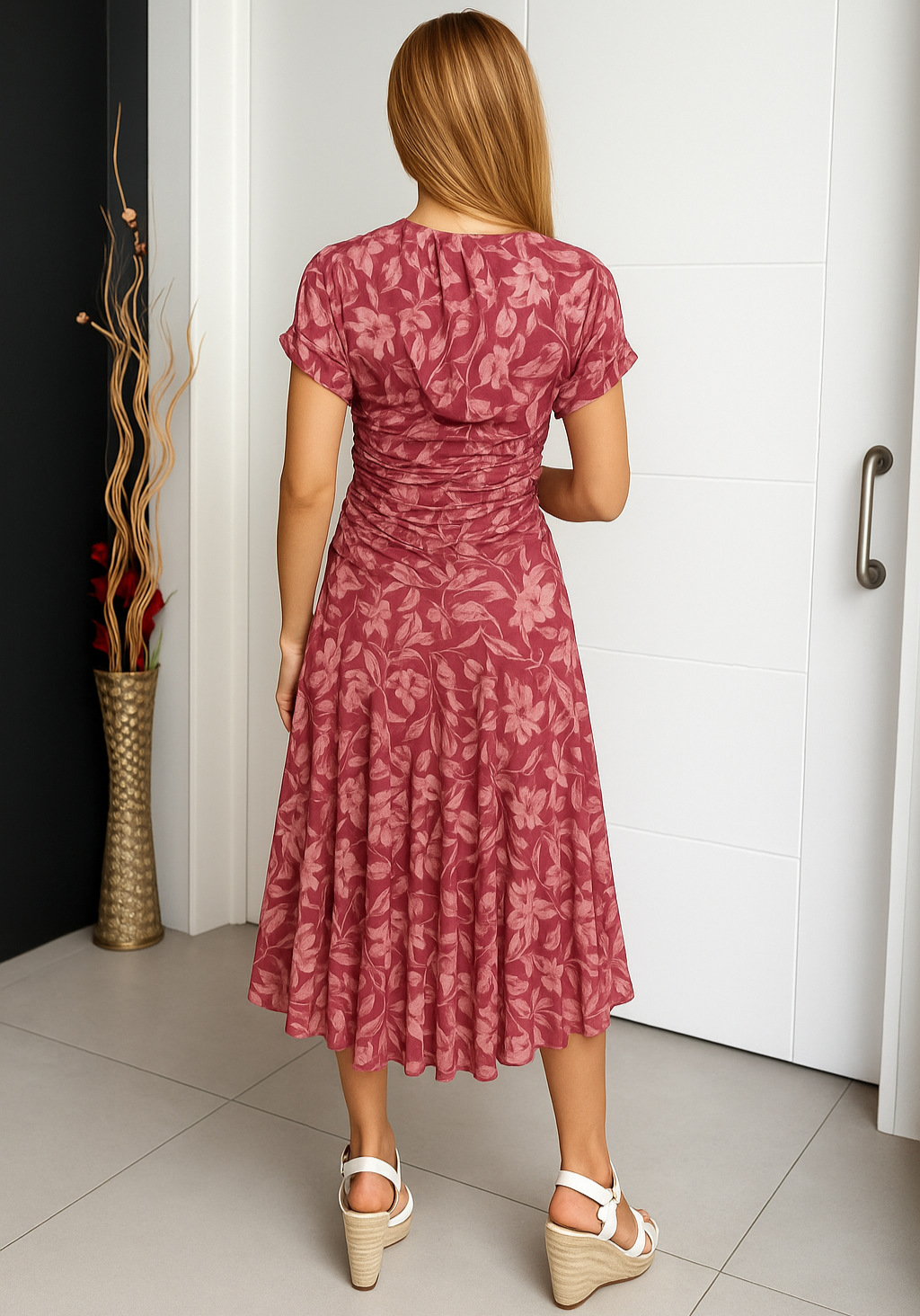 Women's Off Shoulder Midi Dress Floral Print