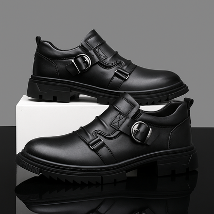 Men's Leather Monk Strap Shoes - 
Fashinoza