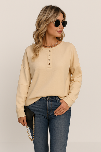 Women's Long Sleeve Waffle Knit - 
Fashinoza