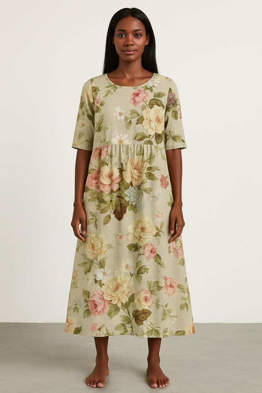 Women's Khaki Midi Dress - Fashinoza