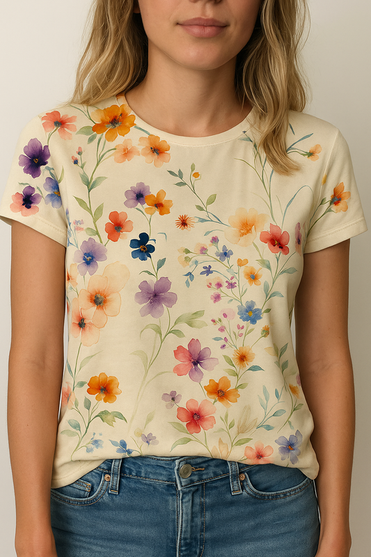 Women's Floral T-Shirt Cotton - Fashinoza