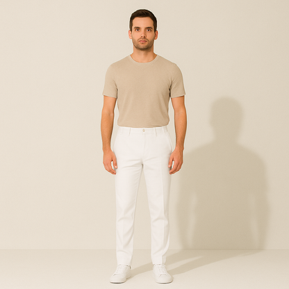 Men's Classic Chino Pants White Cotton