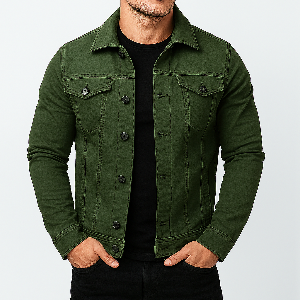 Men's Denim Jacket Solid Blue - Fashinoza