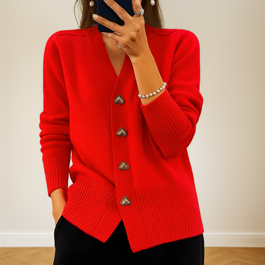 Women's V Neck Knitted Cardigan - Fashinoza