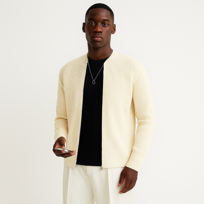 Men's Casual Knit Cardigan Zipper Front - Fashinoza