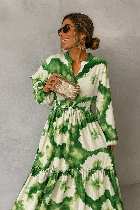 Women's Long Sleeve V Neck Maxi Dress - Fashinoza