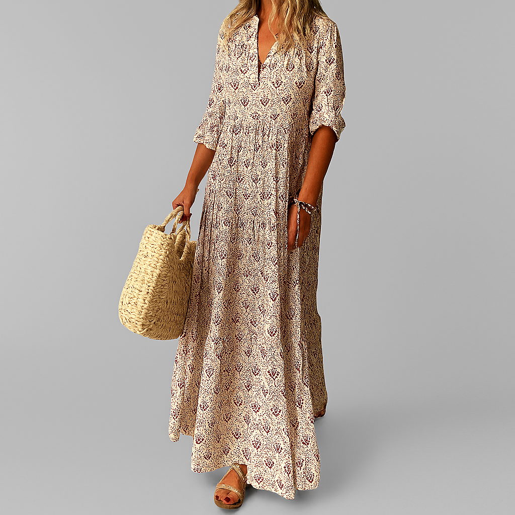 Women's Cotton Maxi Dress Lightweight Floral Print