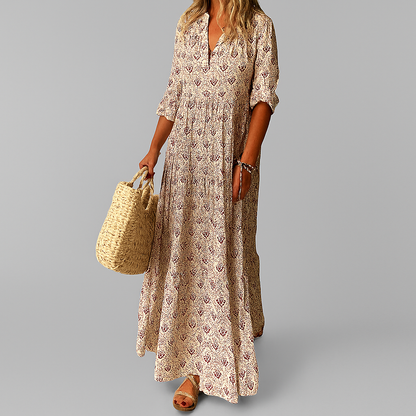 Women's Cotton Maxi Dress Lightweight Floral Print