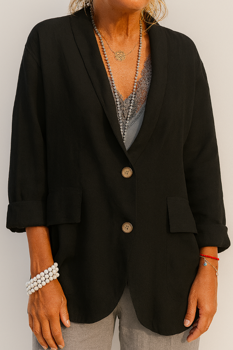 Women's Linen Blazer Relaxed Fit - Fashinoza