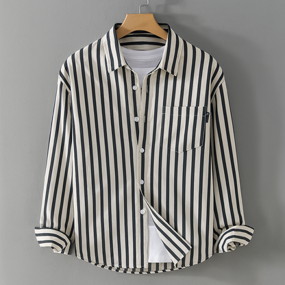 Men's Casual Long Sleeve Shirt With Chest Pocket - Fashinoza
