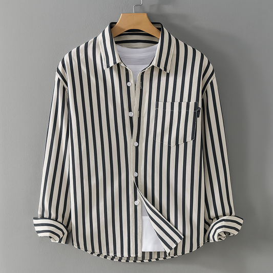 Men's Casual Long Sleeve Shirt With Chest Pocket - Fashinoza