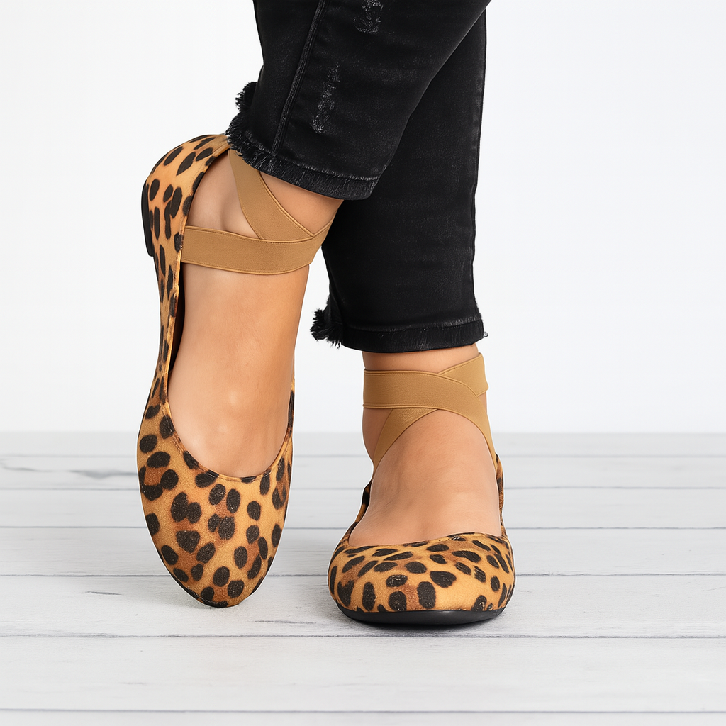Women's Suede Ballet Flats Elastic Strap - Fashinoza