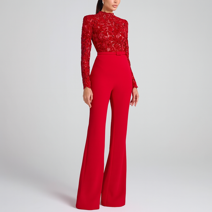 Women's Lace Jumpsuit Embroidered White