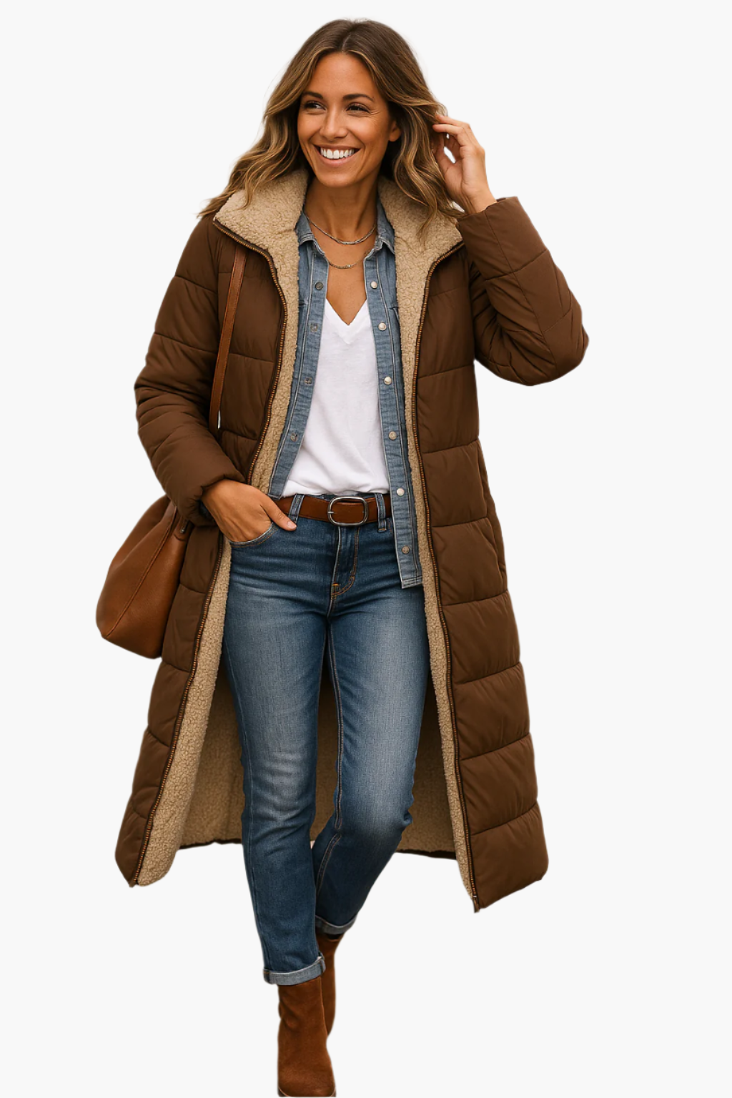 Paige | Women’s Long Hooded Quilted Winter Coat Caliboot