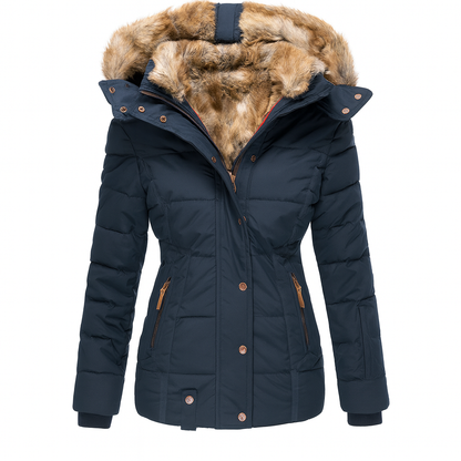 Women's Fur Hooded Parka Jacket - 
Fashinoza
