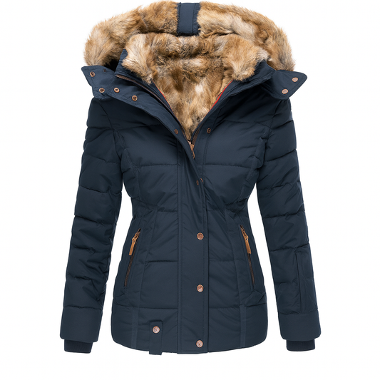 Women's Fur Hooded Parka Jacket - 
Fashinoza