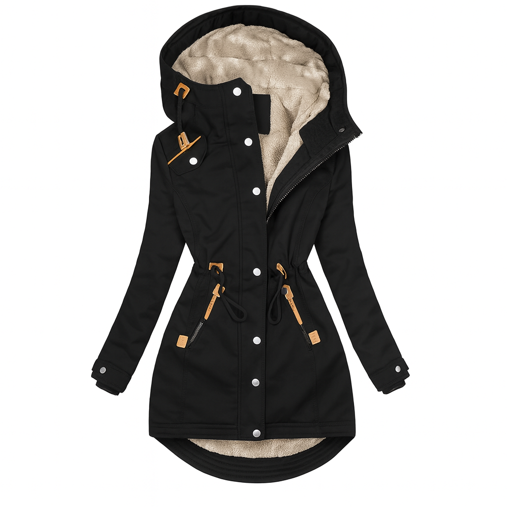 Women's Quilted Hooded Coat Long Olivia - 
Fashinoza