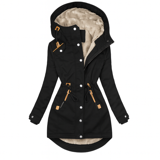 Women's Quilted Hooded Coat Long Olivia - 
Fashinoza