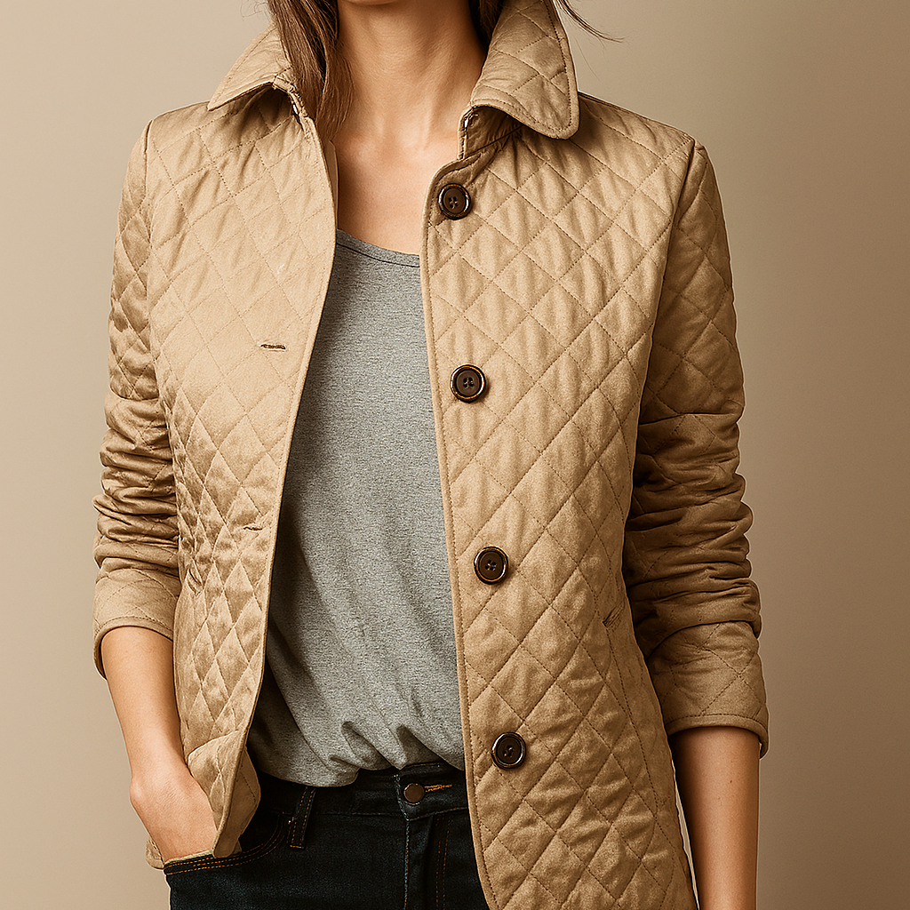 Women's Quilted Button Jacket - 
Fashinoza