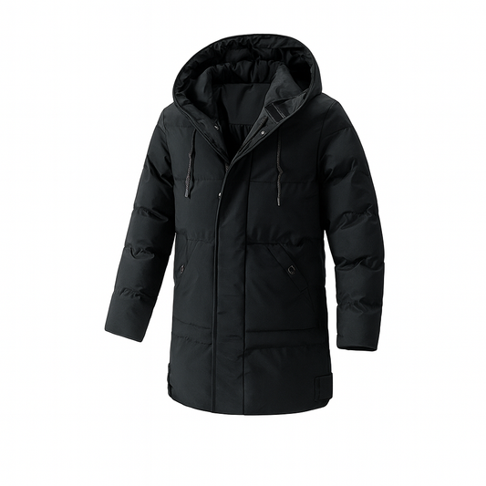 Men's Insulated Hooded Jacket Waterproof Black - Fashinoza